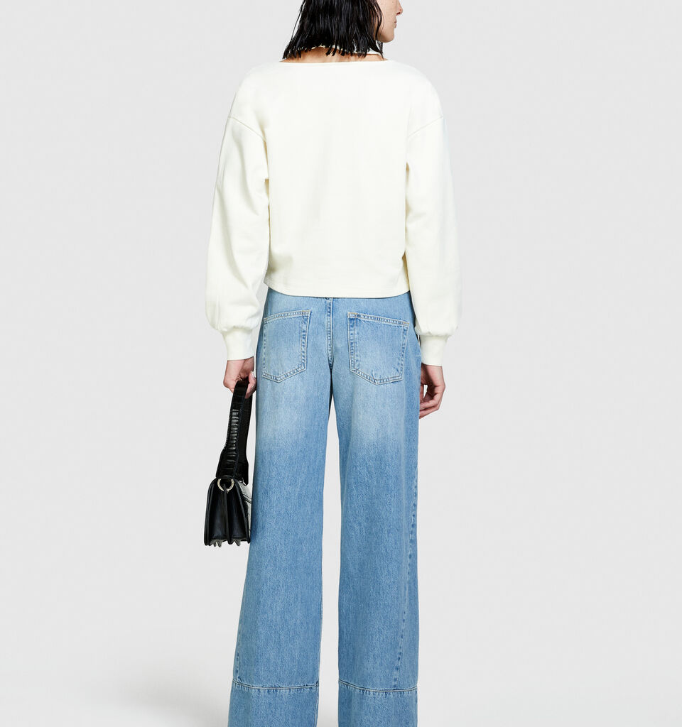 Off-the-shoulder sweatshirt - Pullover Sweatshirts - Creamy White | Sisley image number 3